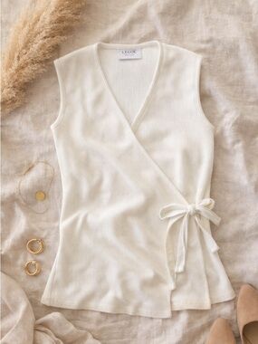 Maternity Légoe Heritage Ribbed Wrap Top Nursing White Cotton Size L